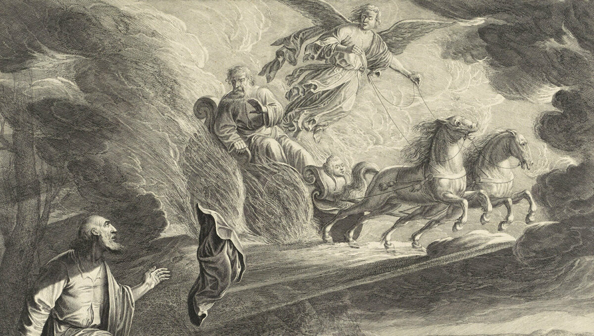 Elijah riding fiery chariot heaven