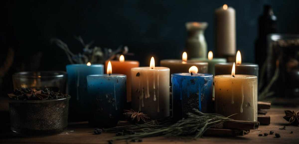 Thursday blue brown candles