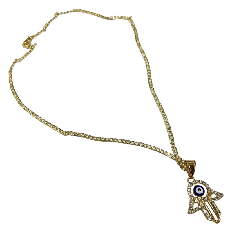 Gold plated hamsa hand necklace2 18296