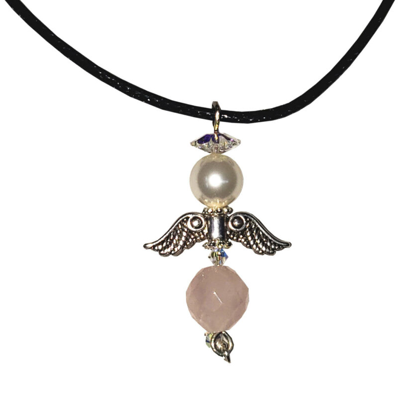 Guardian angel necklace rose quartz 01848