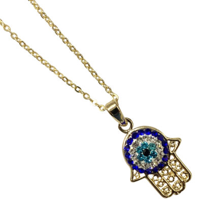 Gold plated hamsa hand necklace 43977